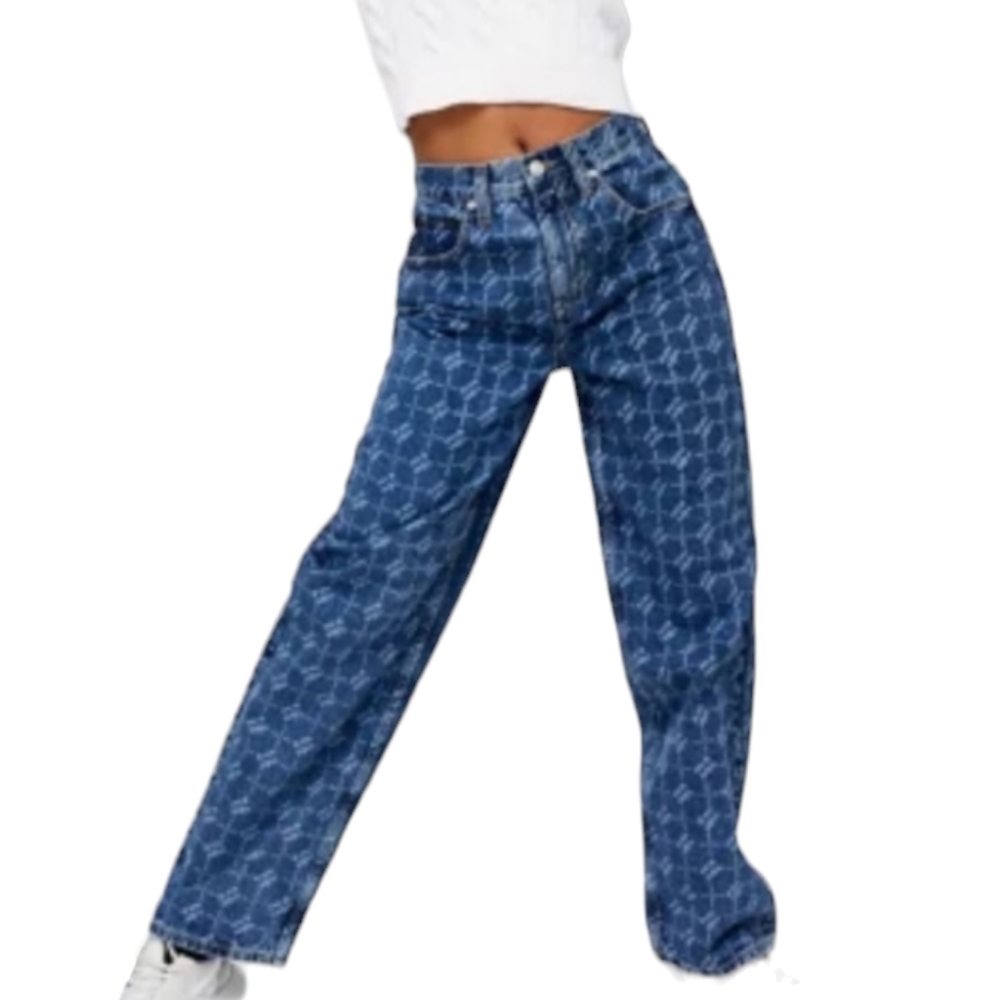 Urban outfitters iets frans Monogram High Waist Baggy Boyfriend Jeans..Size 29